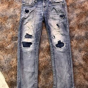 Rock Revival Men's Distressed Blue Jeans